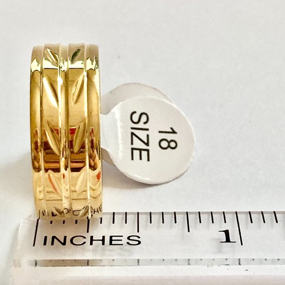 Stainless Steel Embossed Band Ring Gold Mens Womens Size 9 10 11 12 Eternity - Picture 8 of 11